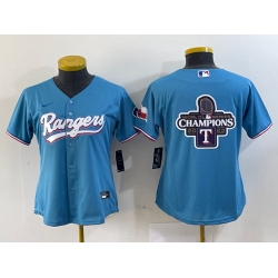 Women Texas Rangers Blue Team Big Logo With Patch Stitched Baseball Jersey 2