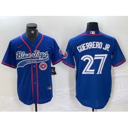 Men Toronto Blue Jays 27 Vladimir Guerrero Jr  Royal Cool Base Stitched Baseball Jersey 2