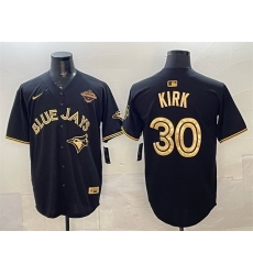 Men Toronto Blue Jays 30 Alejandro Kirk Black Gold 2025 American League Champions Limited Stitched Baseball Jersey Men Toronto Blue Jays 30 Alejandro Kirk Black Gold 2025 American League Champions Limited Stitched Baseball Jersey