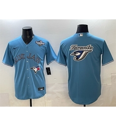 Men Toronto Blue Jays Team Big Logo Blue 2025 World Series Home Cool Base Stitched Baseball Jersey Men Toronto Blue Jays Team Big Logo Blue 2025 World Series Home Cool Base Stitched Baseball Jersey