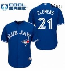 Mens Majestic Toronto Blue Jays 21 Roger Clemens Replica Blue Alternate MLB Jersey