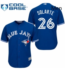 Mens Majestic Toronto Blue Jays 26 Yangervis Solarte Replica Blue Alternate MLB Jersey 