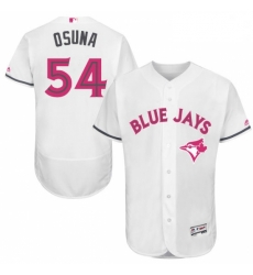 Mens Majestic Toronto Blue Jays 54 Roberto Osuna Authentic White 2016 Mothers Day Fashion Flex Base Jersey 