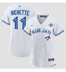 Women Toronto Blue Jays 11 Bo Bichette White 2025 World Series Home Cool Base Stitched Baseball Jersey 