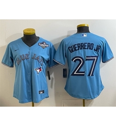 Women Toronto Blue Jays 27 Vladimir Guerrero Jr Blue 2025 World Series Cool Base Stitched Baseball Jersey Women Toronto Blue Jays 27 Vladimir Guerrero Jr Blue 2025 World Series Cool Base Stitched Baseball Jersey