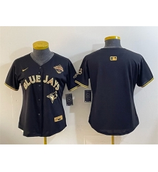 Women Toronto Blue Jays Blank Black Gold 2025 American League Champions Limited Stitched Baseball Jersey 