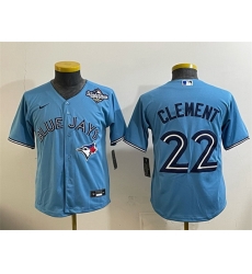 Youth Toronto Blue Jays 22 Ernie Clement Blue 2025 World Series Cool Base Stitched Baseball Jersey
