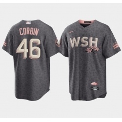 Men Washington Nationals 46 Patrick Corbin 2022 Grey City Connect Cherry Blossom Cool Base Stitched jersey