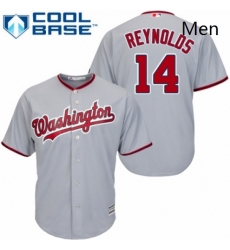 Mens Majestic Washington Nationals 14 Mark Reynolds Replica Grey Road Cool Base MLB Jersey 