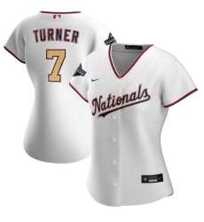 Women Nationals 7 Trea Turner White Gold Women Nike 2020 Gold Program Cool Base Jersey