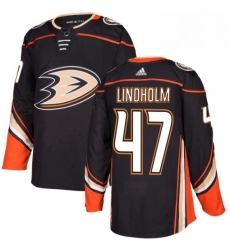 Mens Adidas Anaheim Ducks 47 Hampus Lindholm Authentic Black Home NHL Jersey 