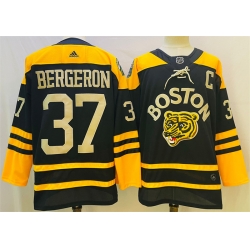 Men Boston Bruins 37 Patrice Bergeron Black Classic Primegreen Stitched Jersey