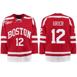 Boston University Terriers BU 12 Mike Grier Red Stitched Hockey Jersey