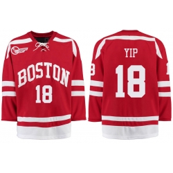 Boston University Terriers BU 18 Brandon Yip Red Stitched Hockey Jersey