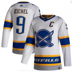 Men Buffalo Sabres 9 Jack Eichel White 2020 21 Reverse Retro Adidas Jersey