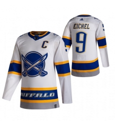 Men Buffalo Sabres 9 Jack Eichel White Adidas 2020 21 Reverse Retro Alternate NHL Jersey