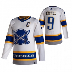 Men Buffalo Sabres 9 Jack Eichel White Adidas 2020 21 Reverse Retro Alternate NHL Jersey