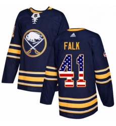 Mens Adidas Buffalo Sabres 41 Justin Falk Authentic Navy Blue USA Flag Fashion NHL Jersey 