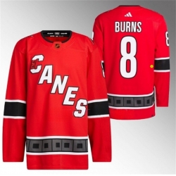 Men Carolina Hurricanes 8 Brent Burns 2022 23 Reverse Retro Red Stitched Jersey