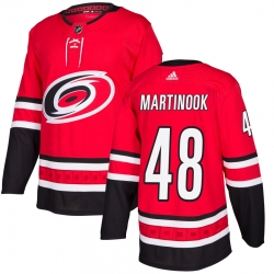 Mens Adidas Carolina Hurricanes 48 Jordan Martinook Authentic Red Drift Fashion NHL Jersey