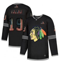 Men Chicago Blackhawks 19 Jonathan Toews Black USA Flag Fashion Adidas Jersey