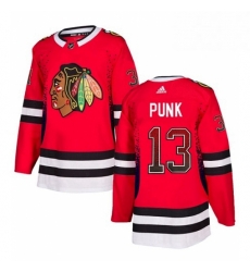 Mens Adidas Chicago Blackhawks 13 CM Punk Authentic Red Drift Fashion NHL Jersey 