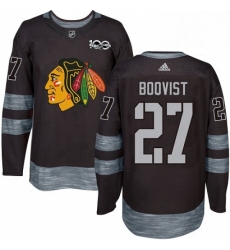 Mens Adidas Chicago Blackhawks 27 Adam Boqvist Authentic Black 1917 2017 100th Anniversary NHL Jersey 