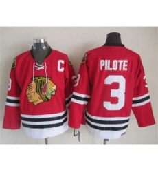 nhl jerseys chicago blackhawks 3 pilote red[m&n][pilote][patch C]