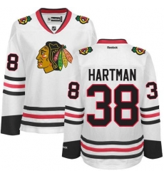 Blackhawks #38 Ryan Hartman White Road Womens Stitched NHL Jersey