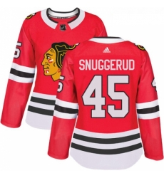 Womens Adidas Chicago Blackhawks 45 Luc Snuggerud Authentic Red Home NHL Jersey 