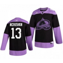 Men Colorado Avalanche Valeri Nichushkin #13 Black Hockey Fights Cancer Practice Jersey