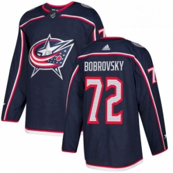 Mens Adidas Columbus Blue Jackets 72 Sergei Bobrovsky Authentic Navy Blue Home NHL Jersey 