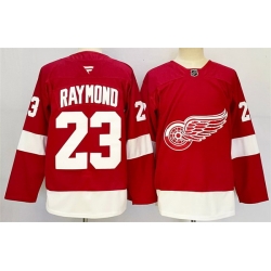 Men Detroit Red Wings 23 Lucas Raymond Red 2024 25 Home Stitched Jersey