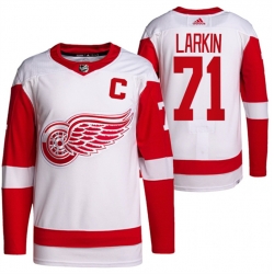 Men Detroit Red Wings 71 Dylan Larkin White Stitched Jersey