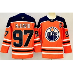 Men Edmonton Oilers 97 Connor McDavid Orange 2024 25 With C Patch Heritage Classic Primegreen Stitched Jersey