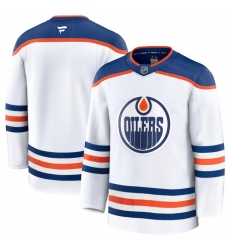 Men Edmonton Oilers Blank White 2024 25 Away Stitched Hockey Jersey