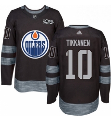 Mens Adidas Edmonton Oilers 10 Esa Tikkanen Authentic Black 1917 2017 100th Anniversary NHL Jersey 