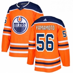 Mens Adidas Edmonton Oilers 56 Kailer Yamamoto Authentic Orange Home NHL Jersey 