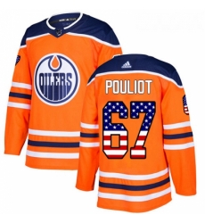 Youth Adidas Edmonton Oilers 67 Benoit Pouliot Authentic Orange USA Flag Fashion NHL Jersey 