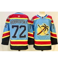 Men Florida Panthers 72 Sergei Bobrovsky Blue 2024 25 Reverse Retro Stitched Hockey Jersey