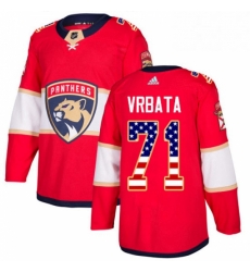 Mens Adidas Florida Panthers 71 Radim Vrbata Authentic Red USA Flag Fashion NHL Jersey 