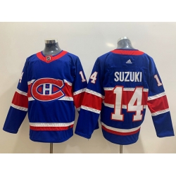 Men Montreal Canadiens 14 Nick Suzuki Blue 2020 21 Reverse Retro Adidas Jersey