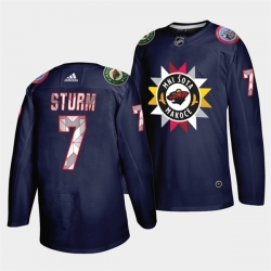 Men Minnesota Wild 7 Nico Sturm 2021 22 Navy Native American Heritage Day Stitched Jersey