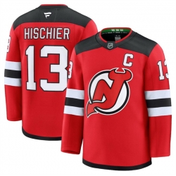 Men New Jersey Devils 13 Nico Hischier Red 2024 25 Home Stitched Hockey Jersey