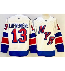 Men New York Rangers 13 Alexis Lafreniere White 2024 25 Stadium Series Stitched Jersey