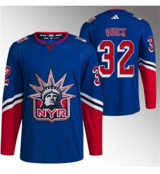 Men New York Rangers 32 Jonathan Quick Blue Reverse Retro Stitched Jersey