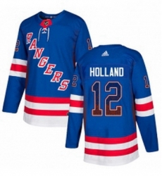 Mens Adidas New York Rangers 12 Peter Holland Authentic Royal Blue Drift Fashion NHL Jersey 