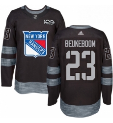 Mens Adidas New York Rangers 23 Jeff Beukeboom Authentic Black 1917 2017 100th Anniversary NHL Jersey 