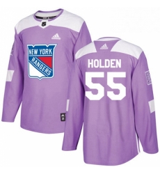 Mens Adidas New York Rangers 55 Nick Holden Authentic Purple Fights Cancer Practice NHL Jersey 