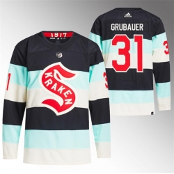 Men Seattle Kraken 31 Philipp Grubauer 2024 Deep Sea Blue Winter Classic Stitched Jersey